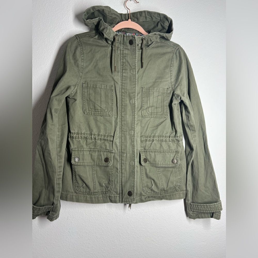 PRINCE & FOX AEROPOSTALE Twill Parka Olive Green Hoodie Zipper Jacket Size M